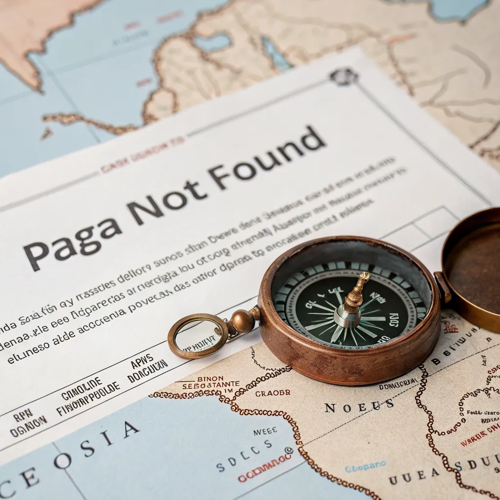 Ilustración de una brújula rota sobre un mapa, representando una página no encontrada en Accesoexclusjuegotime
