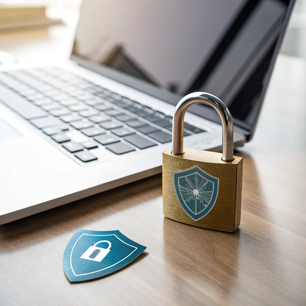 Ilustración de protección de datos personales con candado y escudo digital